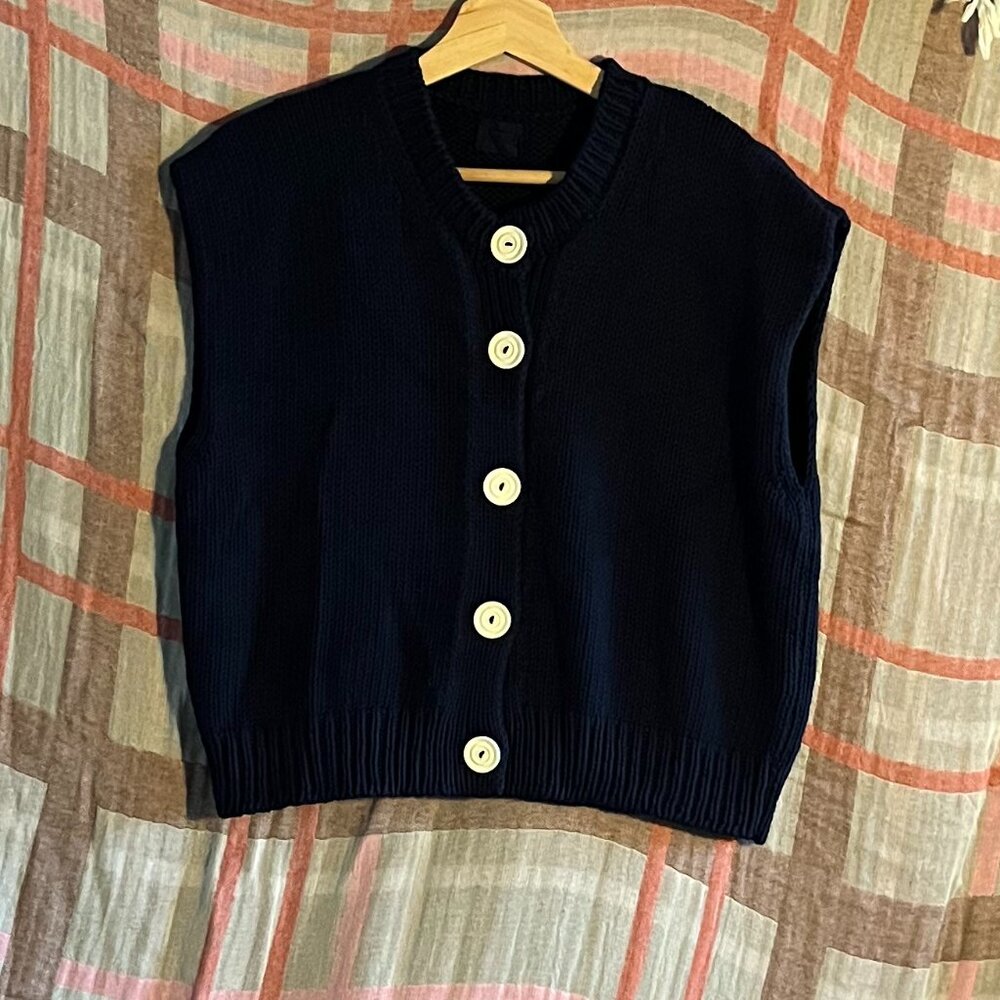 NWOT Babaa Vest No26 Navy - Picture 2 of 5